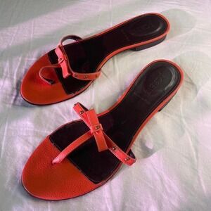 J Crew Vintage Leather Orange Summer/Spring Sandals Made in Italy Size 8